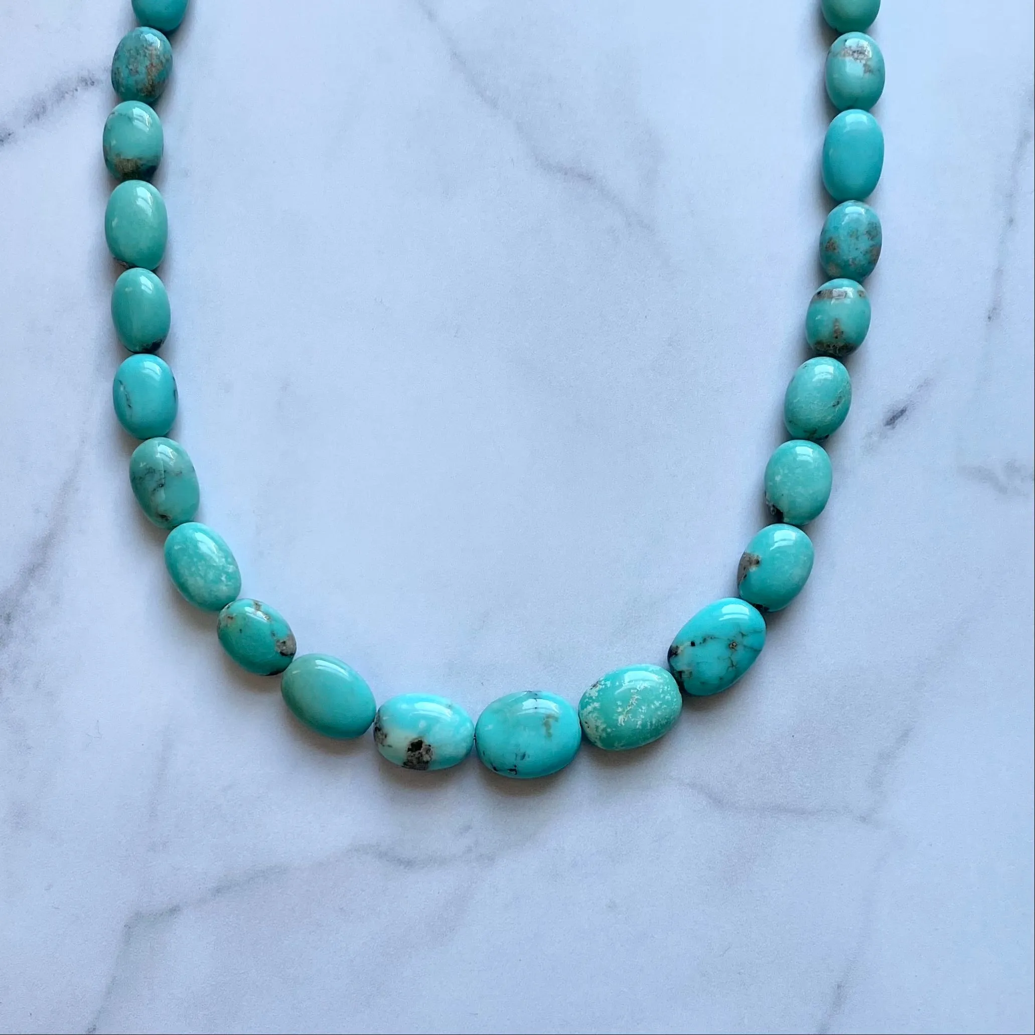 Large Graduated Oval Turquoise Necklace