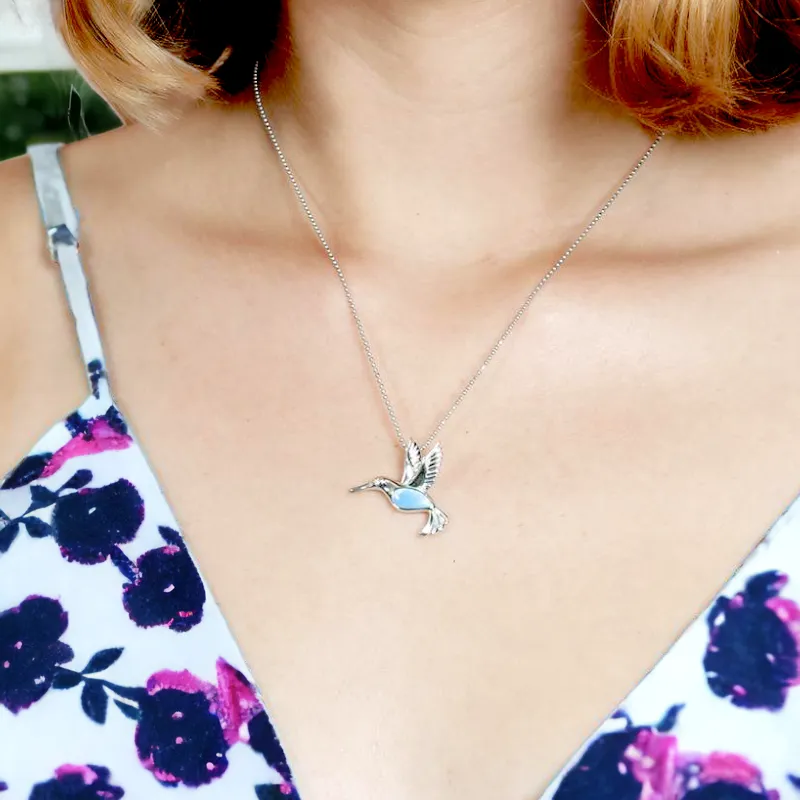 Larimar Hummingbird Pendant by Alamea