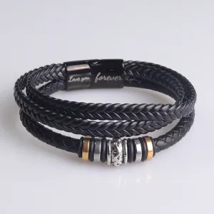 Laser Fashion Titanium Leather Cord Bracelet