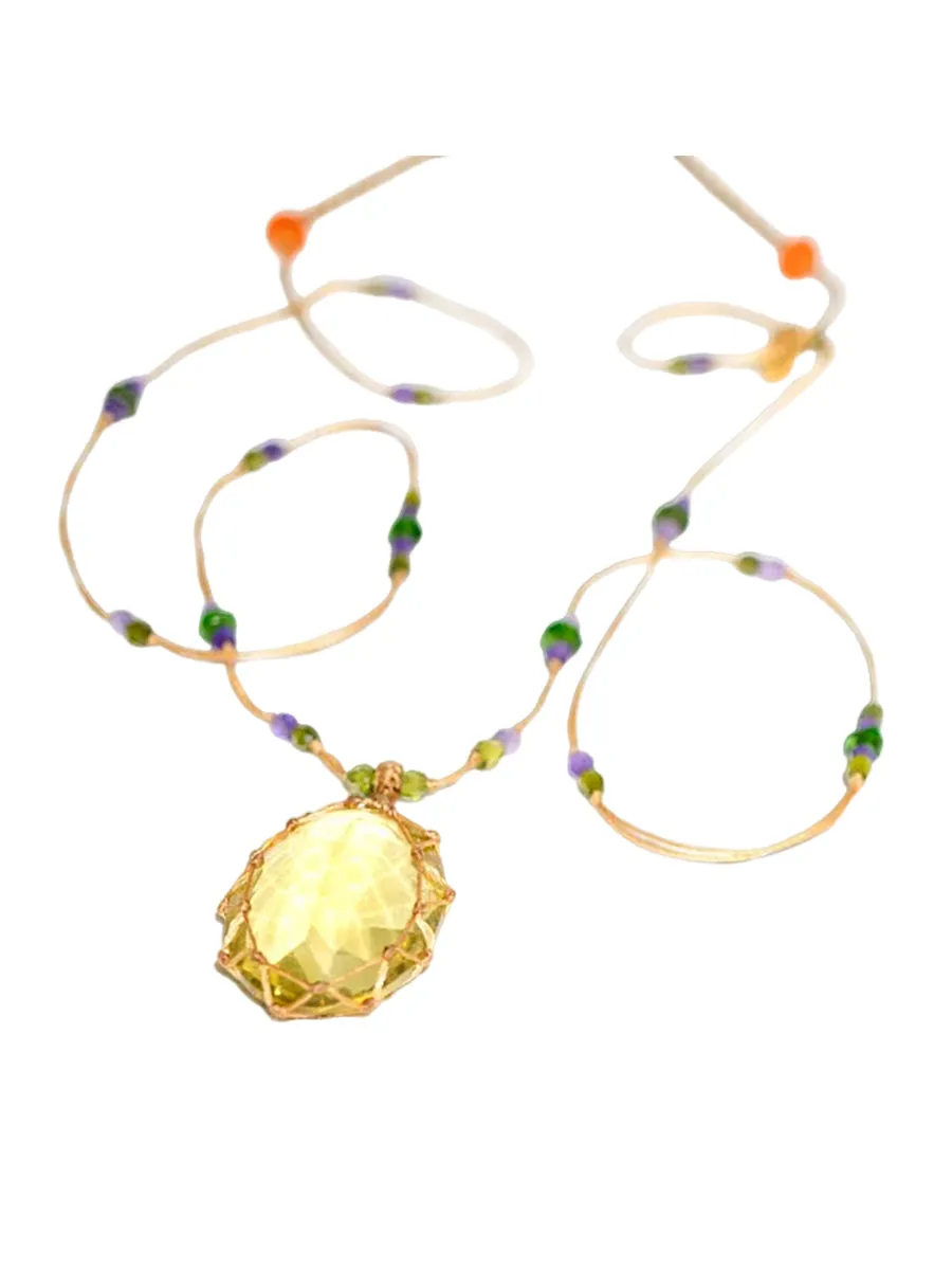 Lemon Topaz - Short Tibetan Necklace