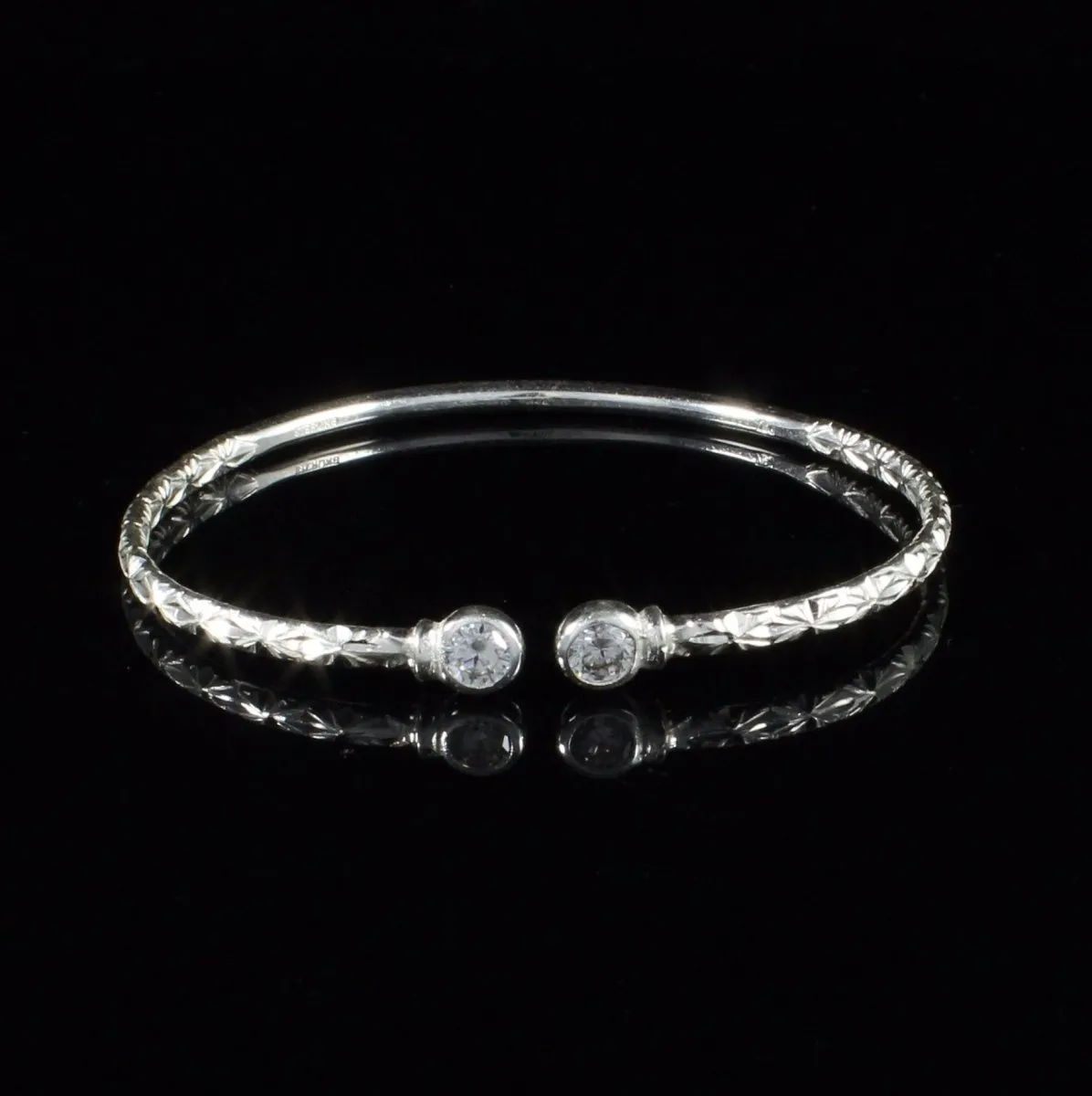 Light Bangle with CZ April Birthstone