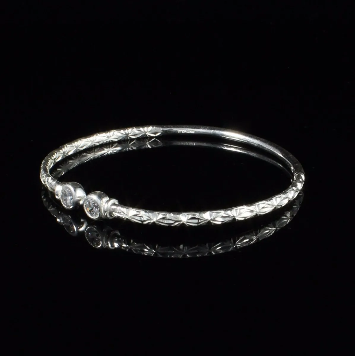 Light Bangle with CZ April Birthstone