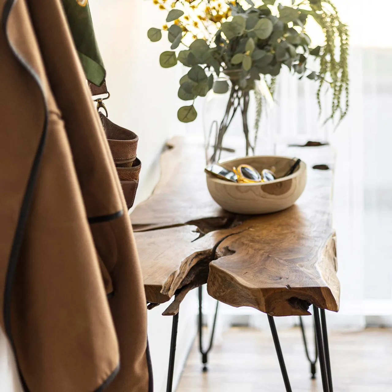 Live Edge Hairpin Console Table