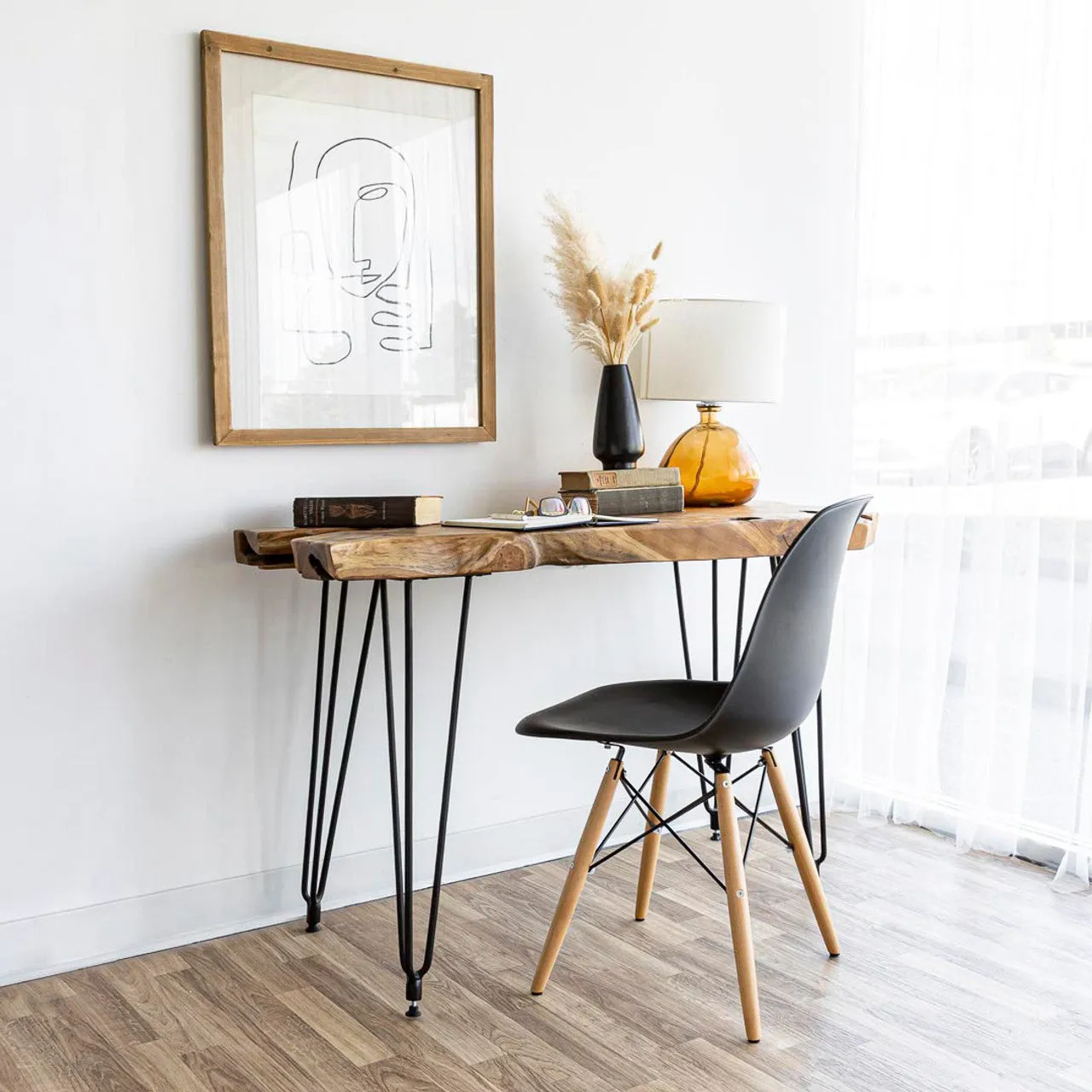 Live Edge Hairpin Console Table