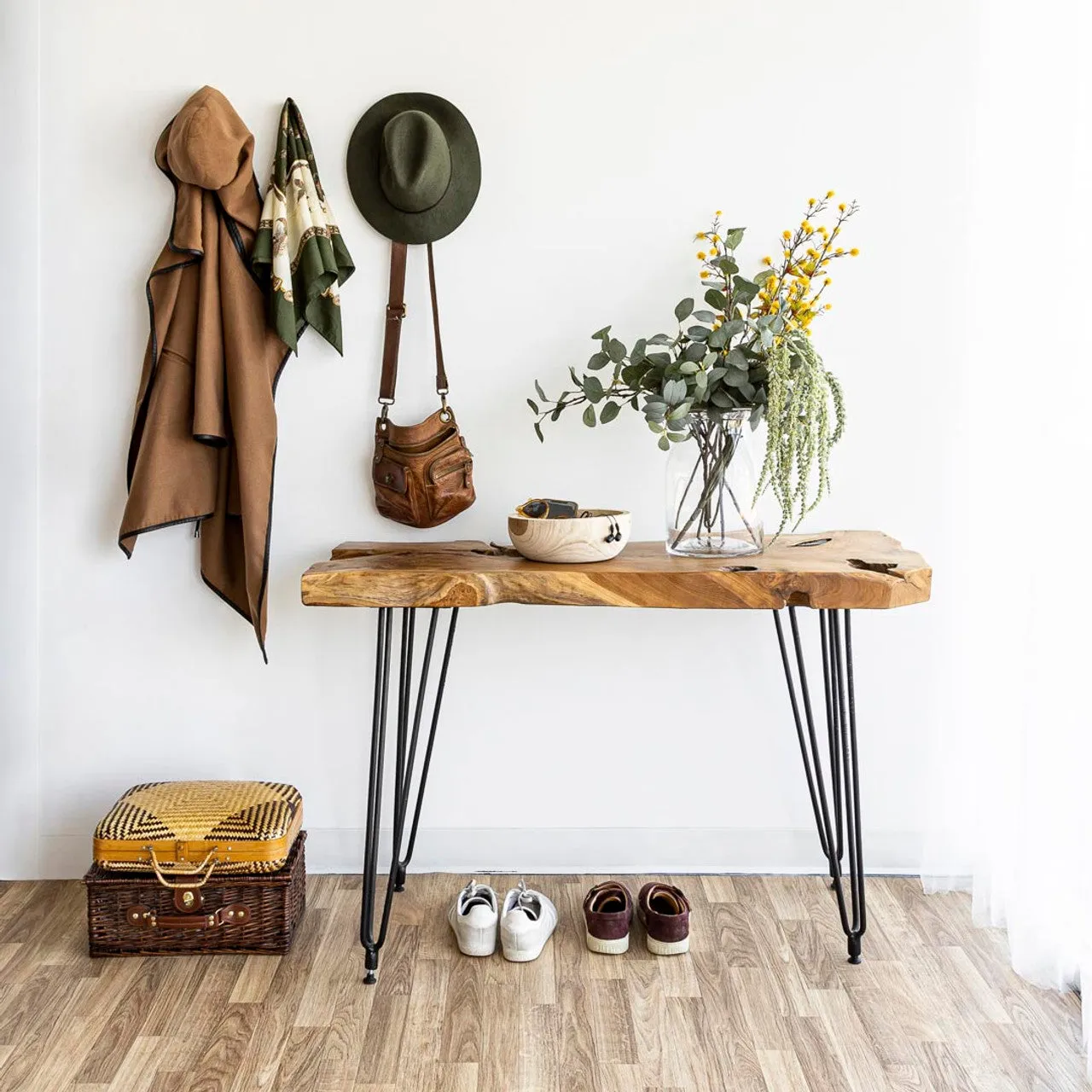Live Edge Hairpin Console Table