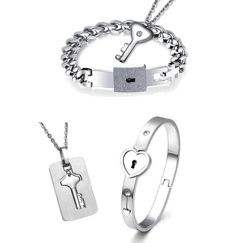 Locked Love Bracelet with Key Necklace