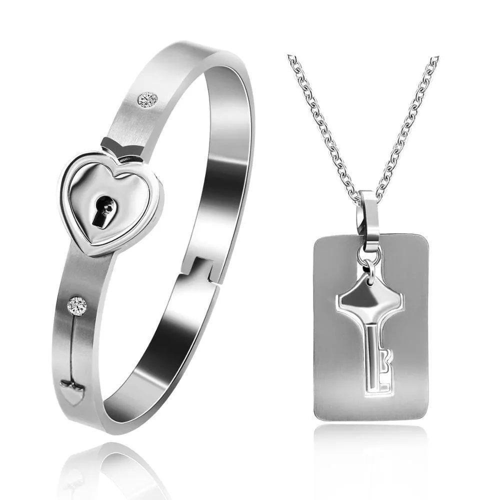 Locked Love Bracelet with Key Necklace