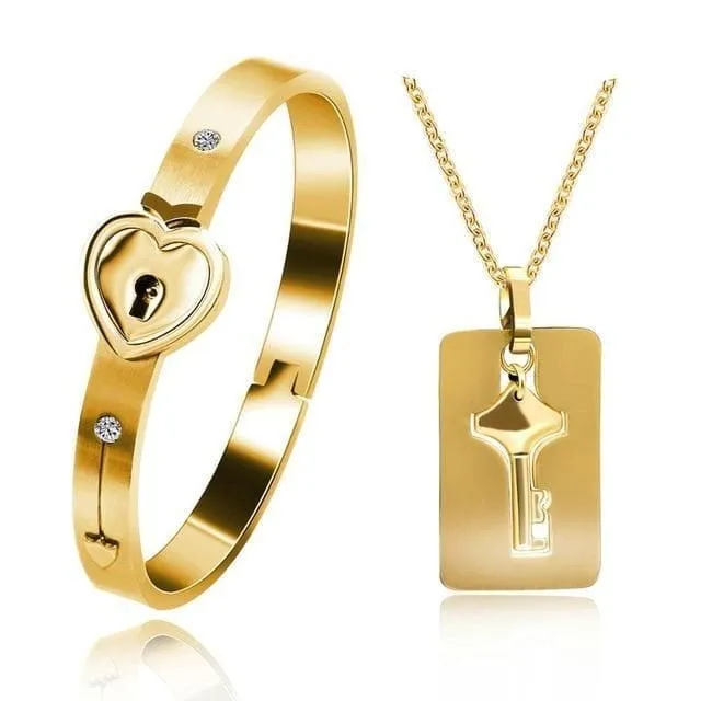 Locked Love Bracelet with Key Necklace