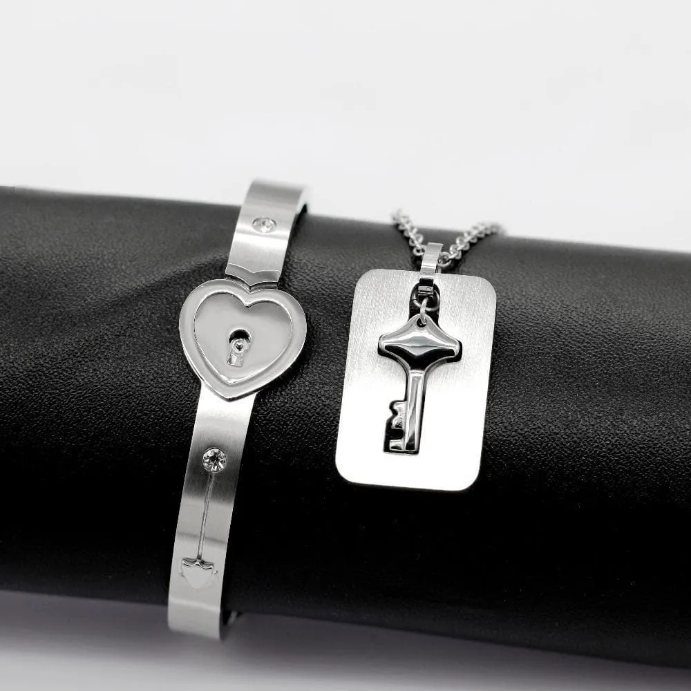 Locked Love Bracelet with Key Necklace