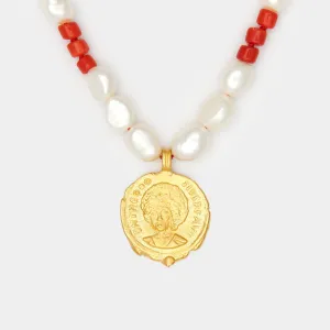 Maya Coral & Pearl Necklace