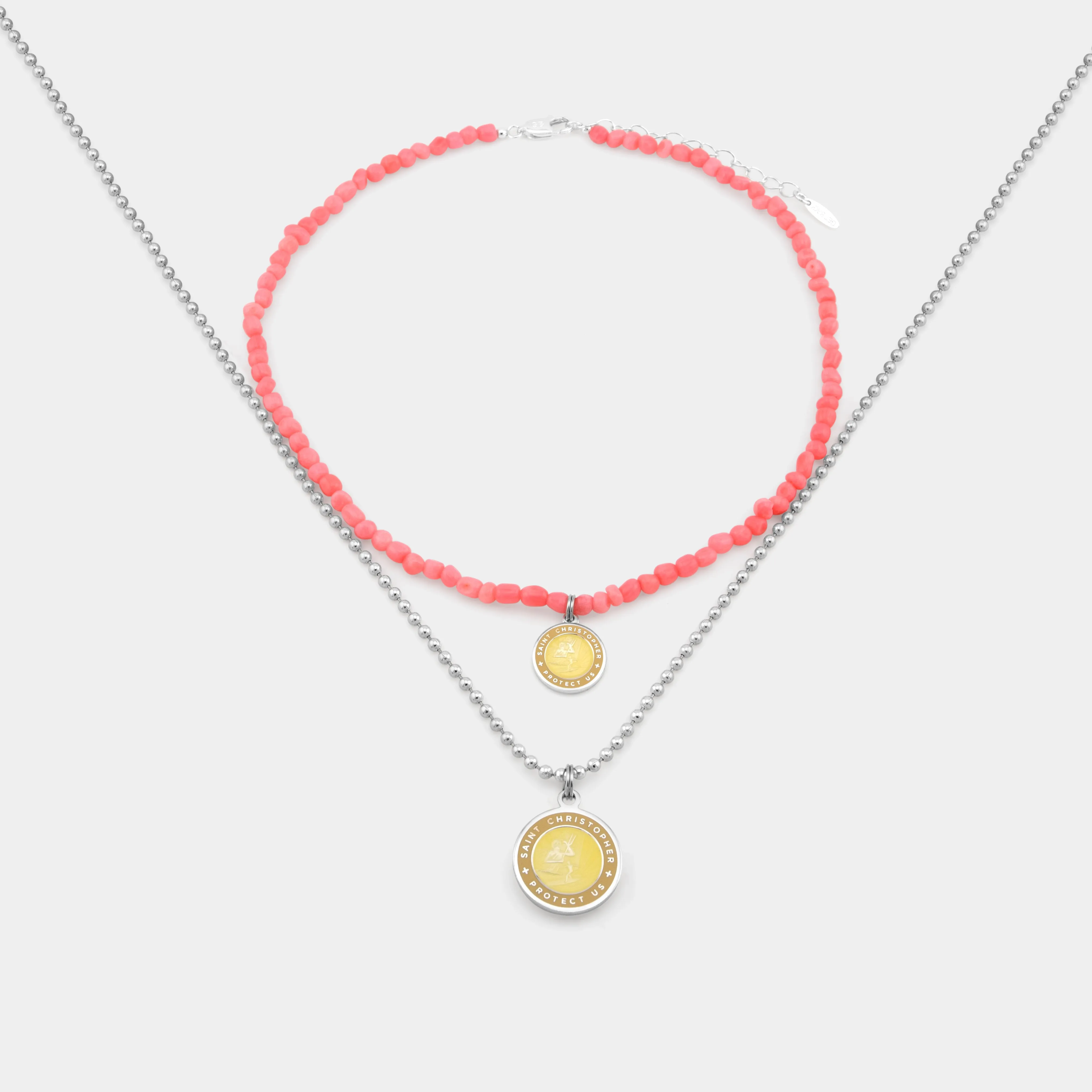 Medium Sandy Blonde / Coral Bead Choker