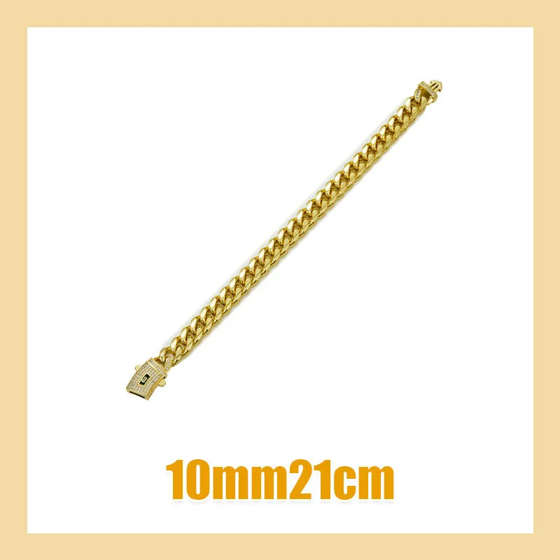 Men's 14k Gold-Plated Titanium Steel Cuban Chain Bracelet