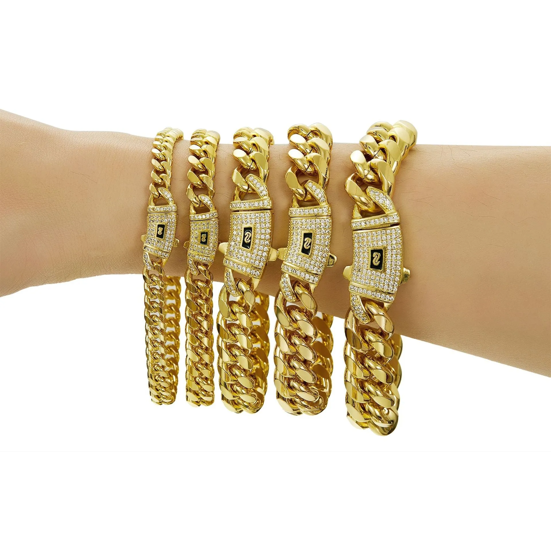 Men's 14k Gold-Plated Titanium Steel Cuban Chain Bracelet