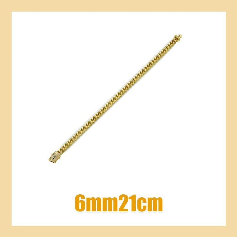 Men's 14k Gold-Plated Titanium Steel Cuban Chain Bracelet