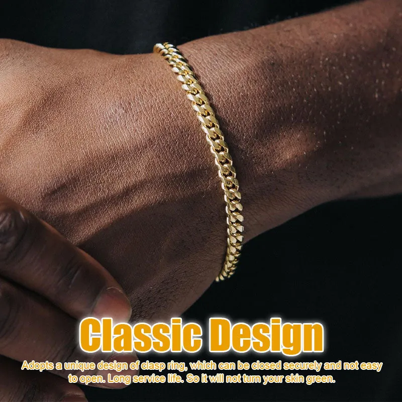 Men's 14k Gold-Plated Titanium Steel Cuban Chain Bracelet