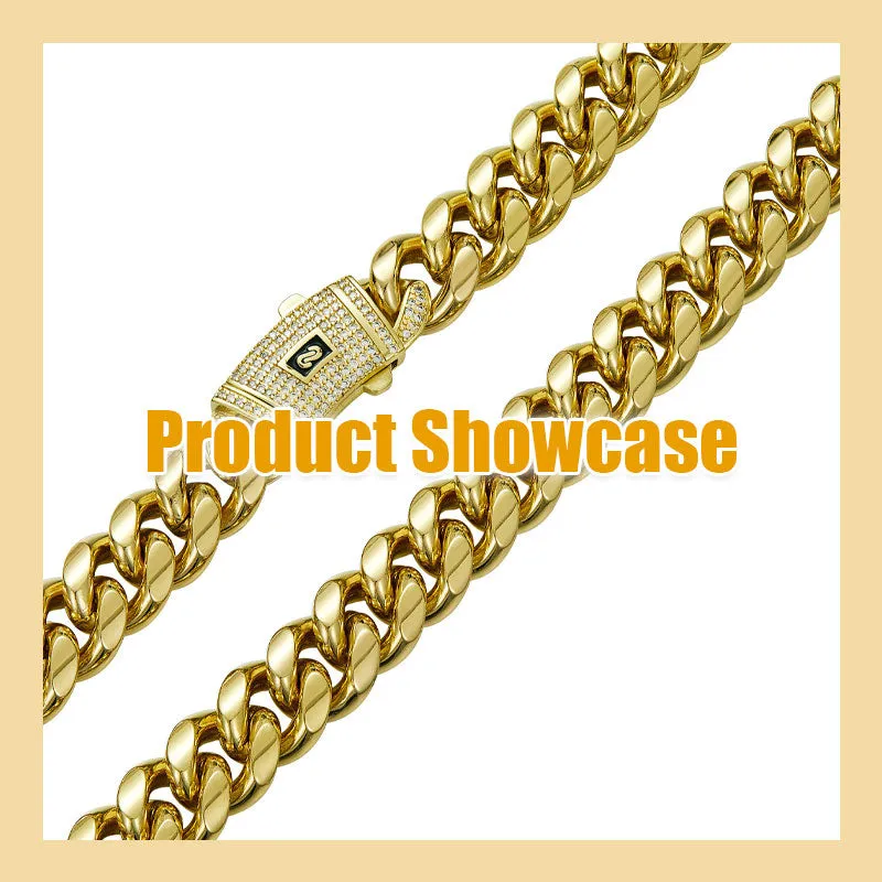 Men's 14k Gold-Plated Titanium Steel Cuban Chain Bracelet