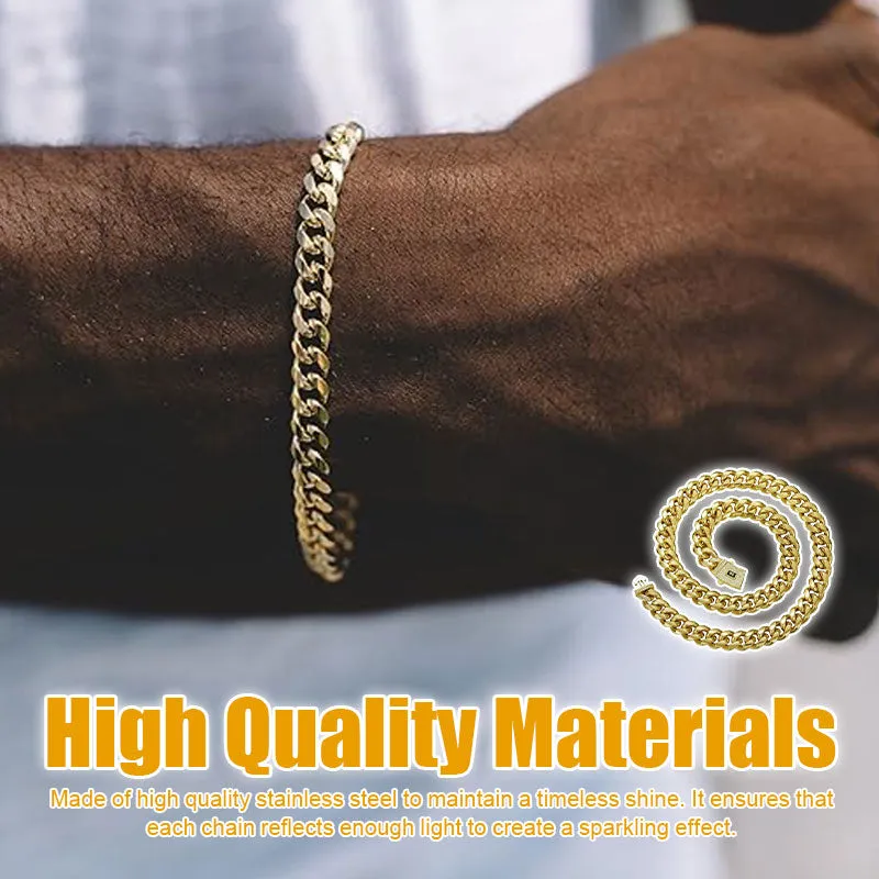 Men's 14k Gold-Plated Titanium Steel Cuban Chain Bracelet