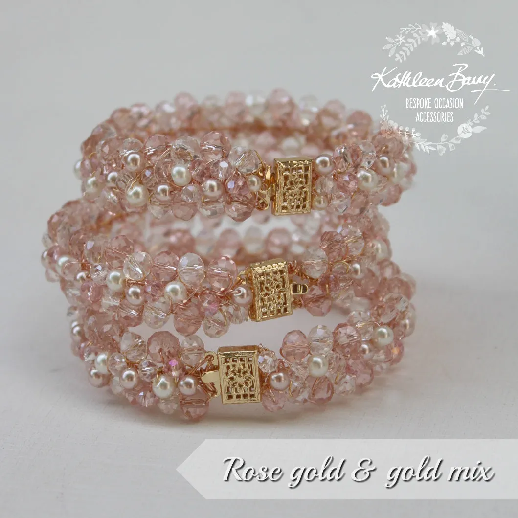 Michelle Bracelet - Crystal & Pearl Bracelet - Blush pink and Ivory