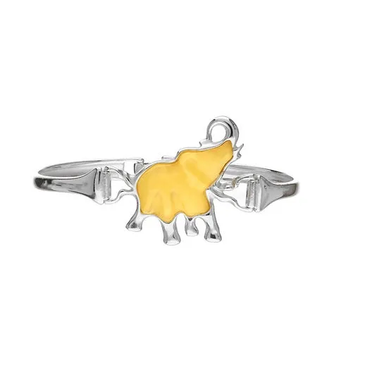 MILENA Elegant Elephant Amber Silver Bangle