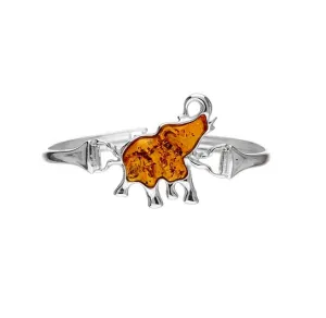 MILENA Elegant Elephant Amber Silver Bangle