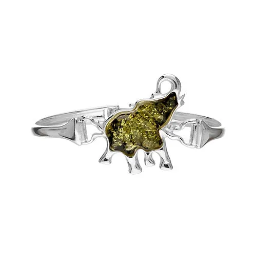 MILENA Elegant Elephant Amber Silver Bangle