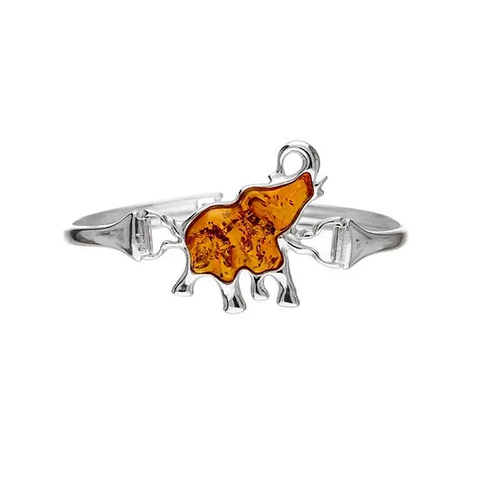 MILENA Elegant Elephant Amber Silver Bangle