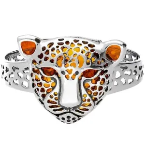 MILENA Elegant Tiger Amber Silver Bangle