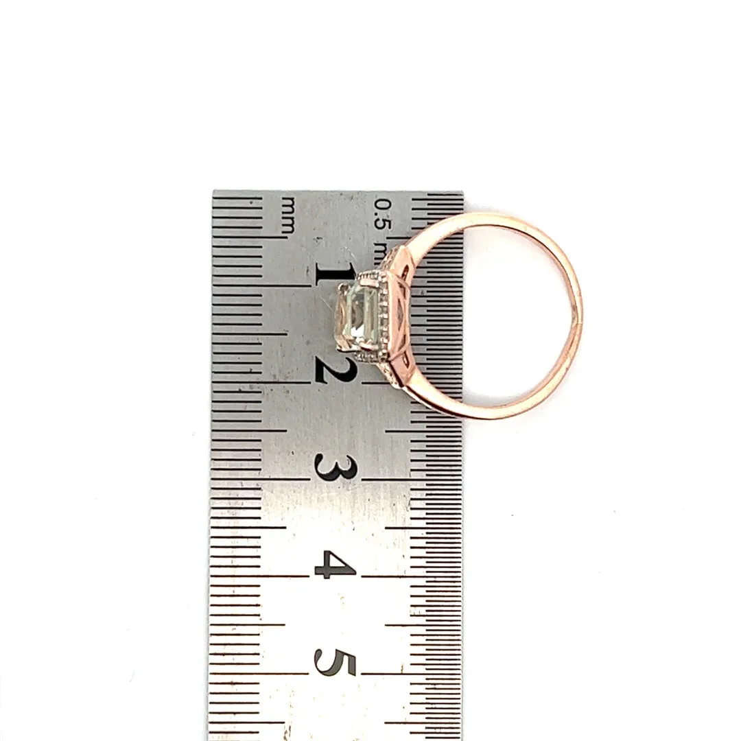 Mint Quartz & Diamond 9ct Yellow Gold Ring
