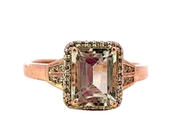 Mint Quartz & Diamond 9ct Yellow Gold Ring