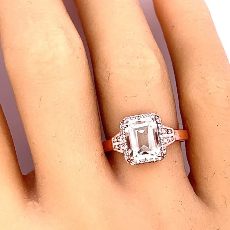 Mint Quartz & Diamond 9ct Yellow Gold Ring