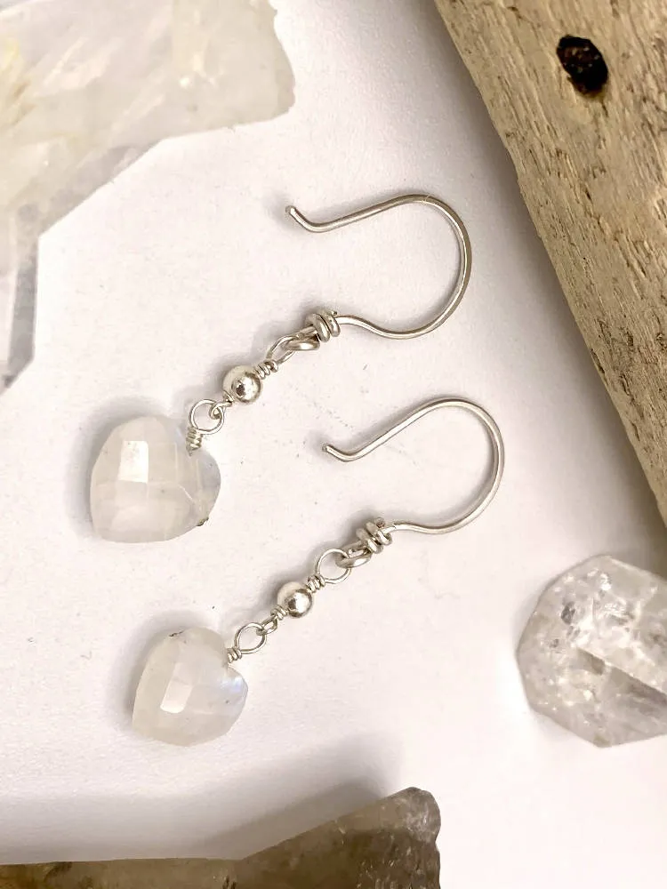 Moonstone Heart Earrings