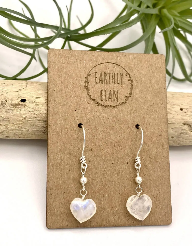 Moonstone Heart Earrings