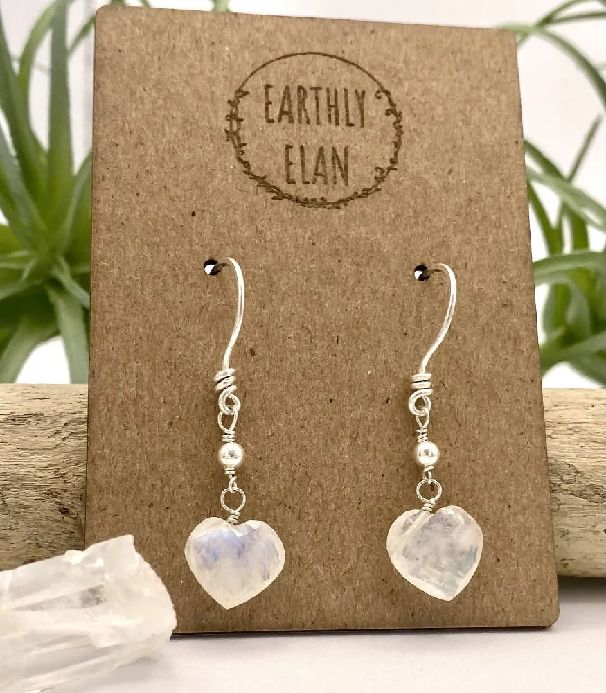 Moonstone Heart Earrings