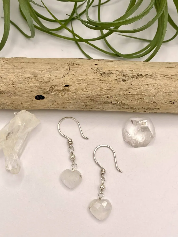 Moonstone Heart Earrings