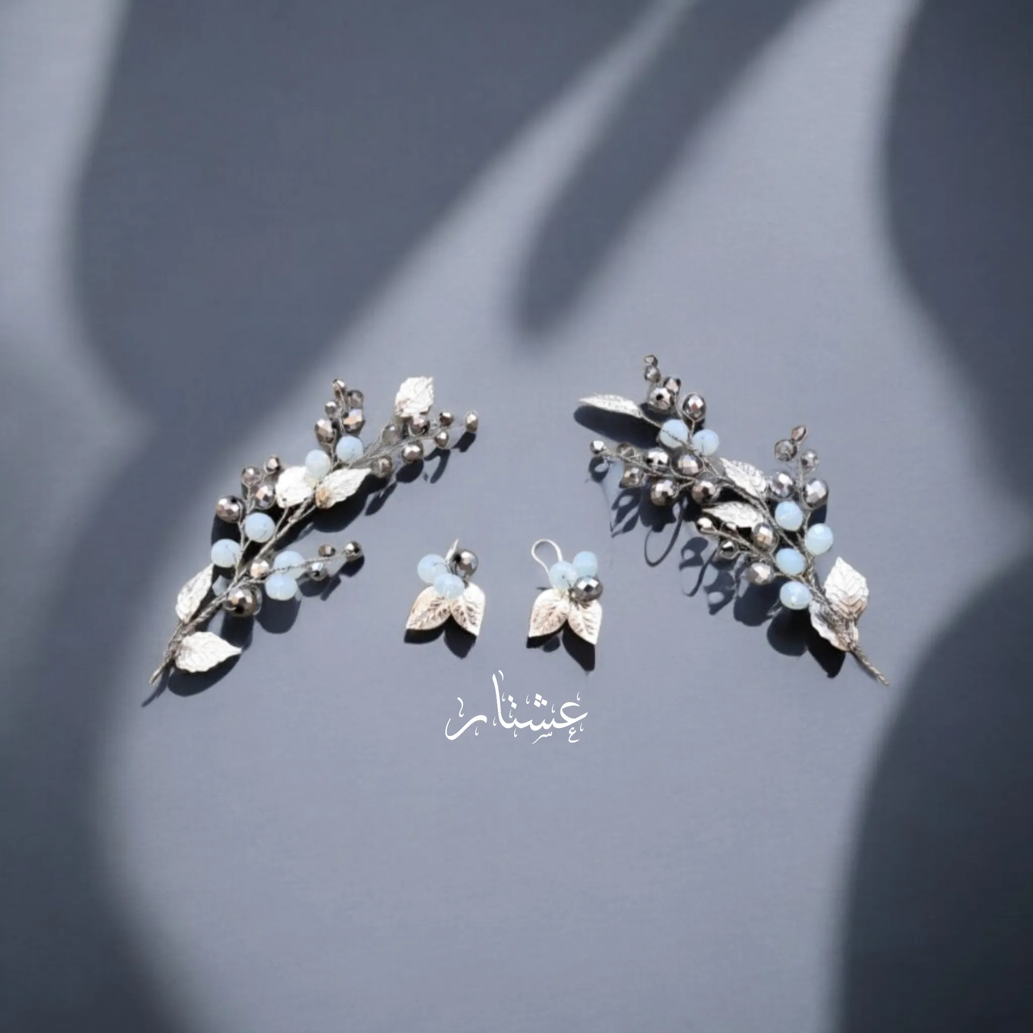Moonstone light blue bridal accessories set
