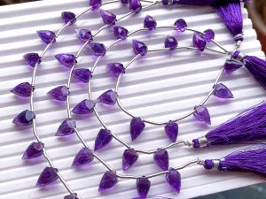 Natural Amethyst 4 Point Faceted Drops