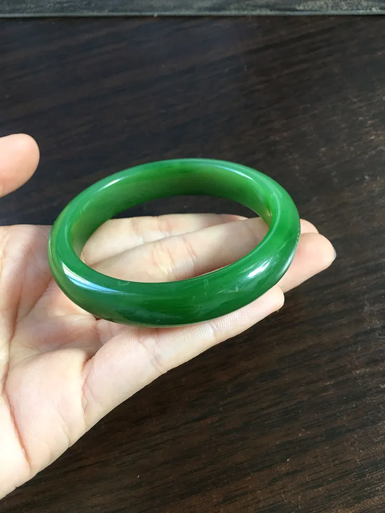 Natural Jade Bangle Nephrite Bangle Internal Diameter 55.8mm NBE011