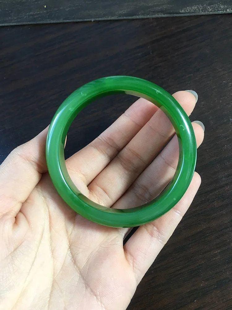 Natural Jade Bangle Nephrite Bangle Internal Diameter 55.8mm NBE011