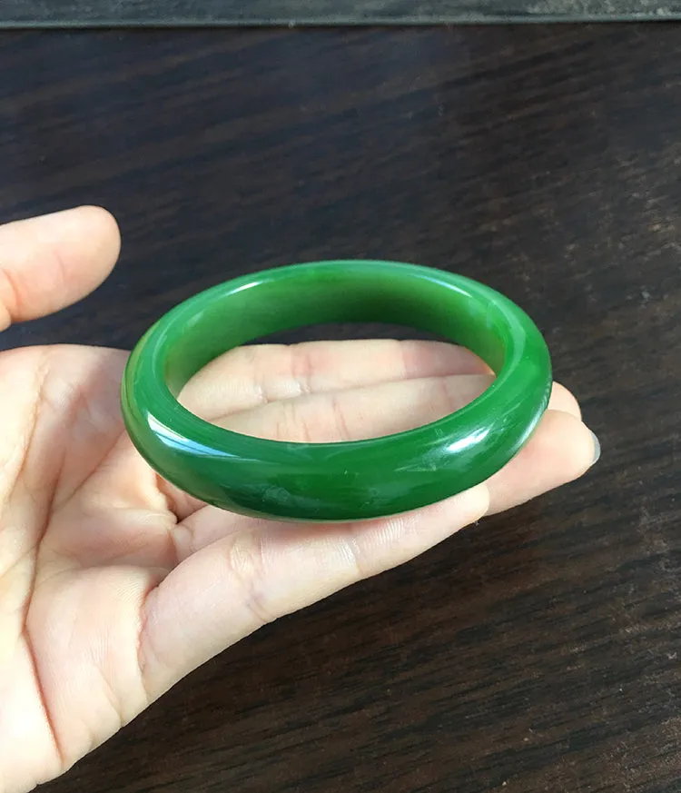 Natural Jade Bangle Nephrite Bangle Internal Diameter 55.8mm NBE011