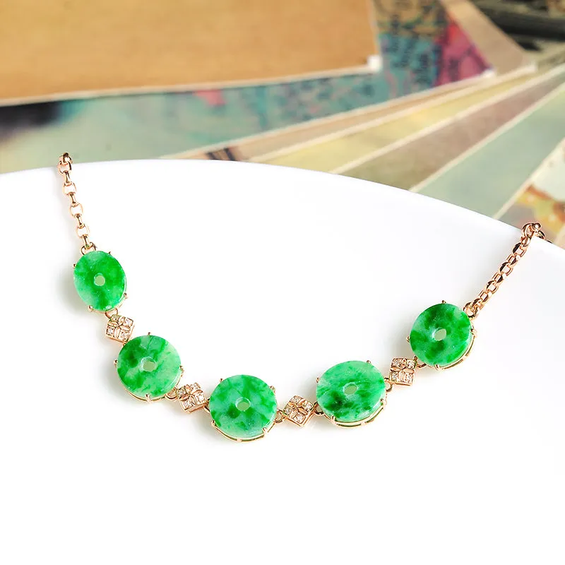 Natural Jade Bracelet Jadeite Gold Bracelet BT16