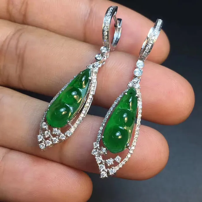 Natural Jade Earrings Jadeite Earrings NEG68