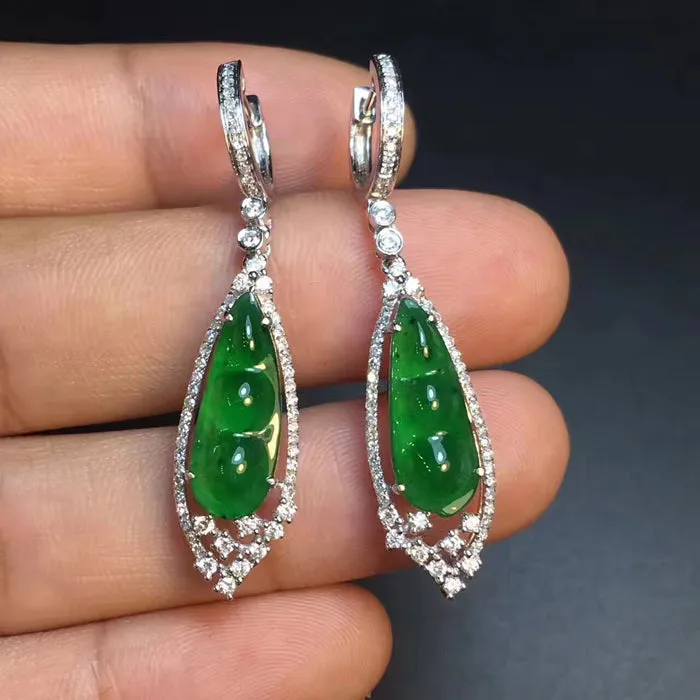 Natural Jade Earrings Jadeite Earrings NEG68