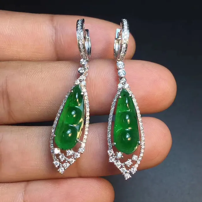 Natural Jade Earrings Jadeite Earrings NEG68