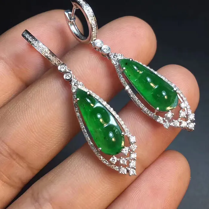 Natural Jade Earrings Jadeite Earrings NEG68