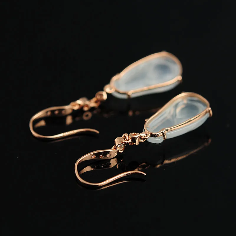 Natural Jade Earrings Jadeite Gold Earrings EG18