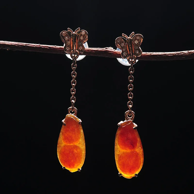 Natural Jade Earrings Jadeite Gold Earrings EG33