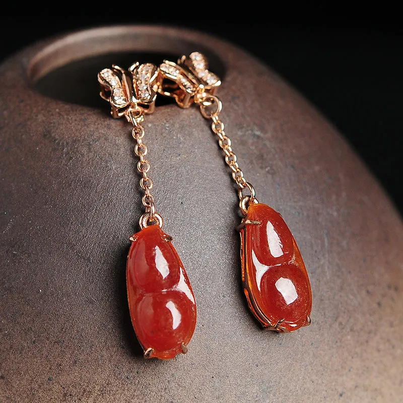 Natural Jade Earrings Jadeite Gold Earrings EG33