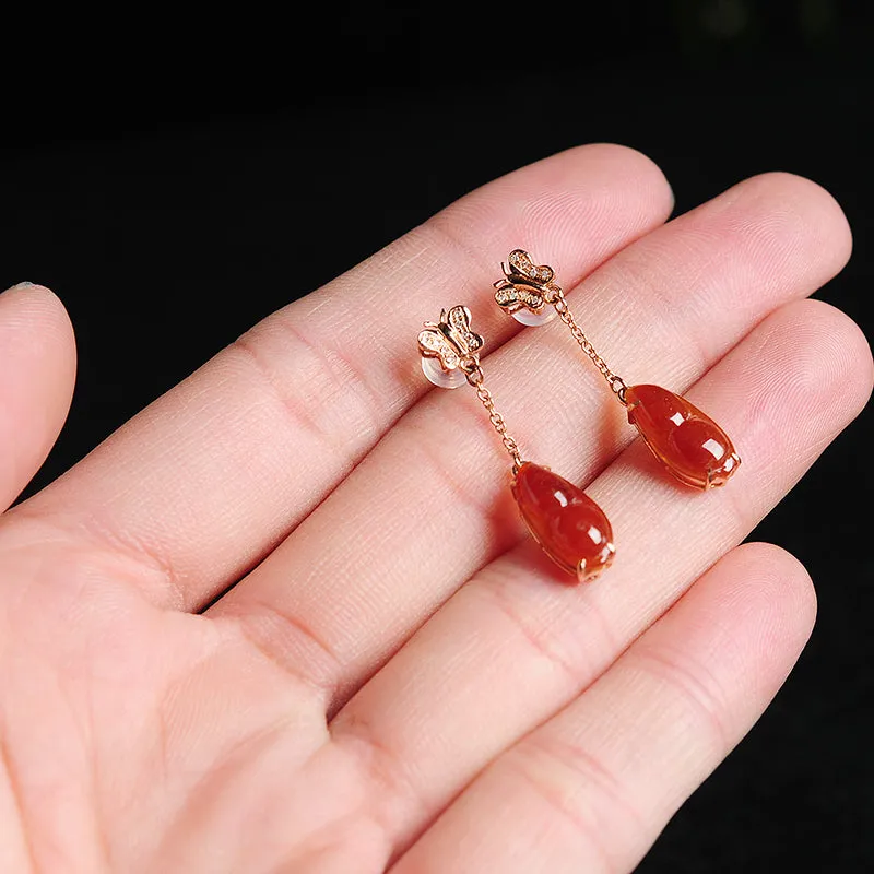 Natural Jade Earrings Jadeite Gold Earrings EG33