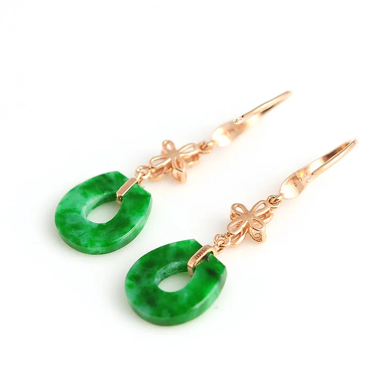 Natural Jade Earrings Jadeite Gold Earrings EG38