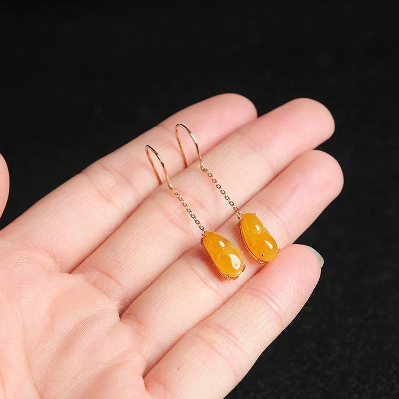 Natural Jade Earrings Jadeite Gold Earrings EG44